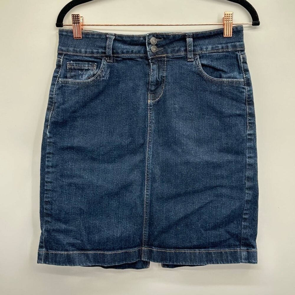 Old Navy Dark Wash Double-Button Mini Denim Skirt Size 6